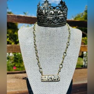 Elegant Gold Plated 17” Chain Necklace with Dalmatian Jasper Pendant